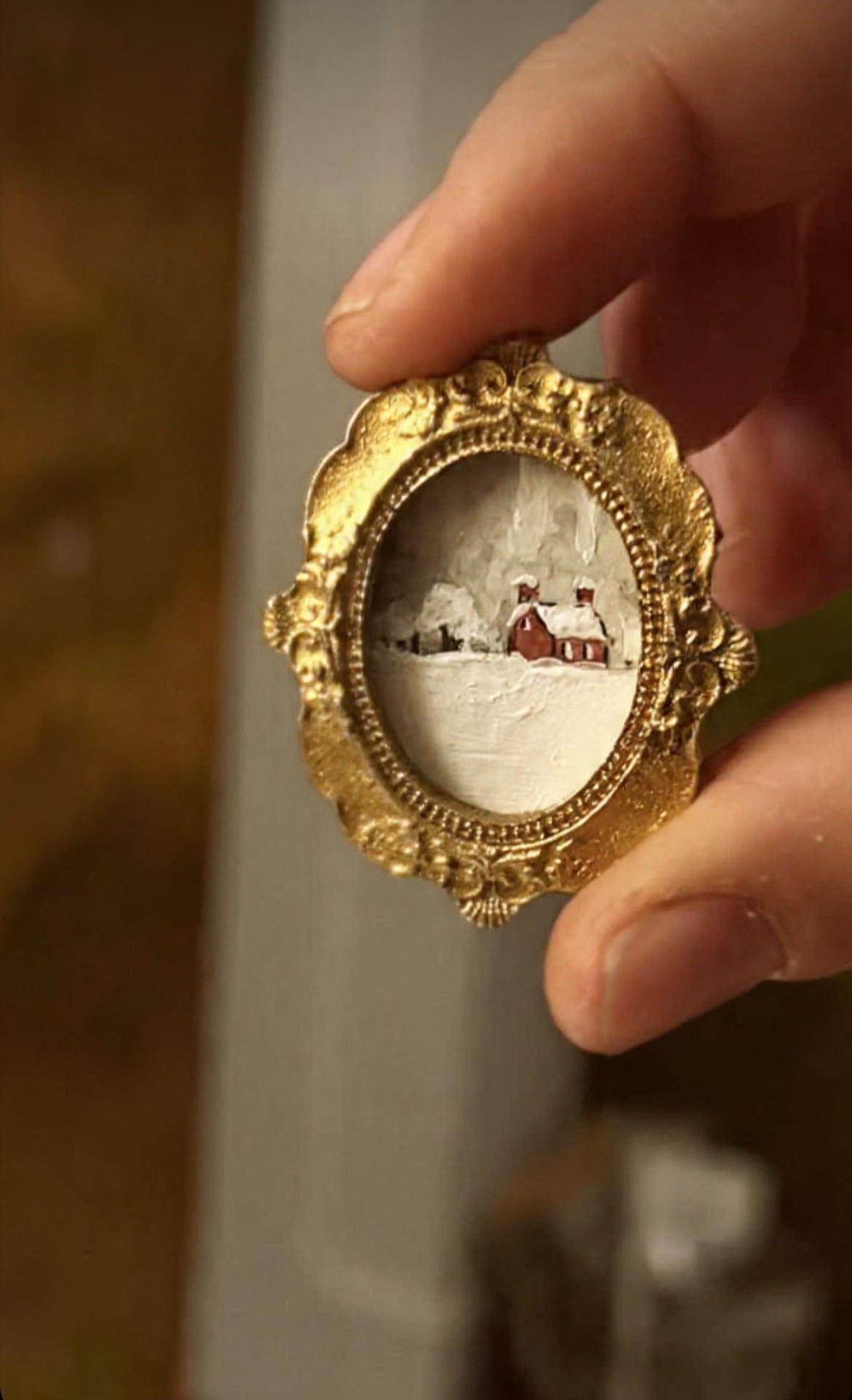 "Cottage in the Snow" magnet