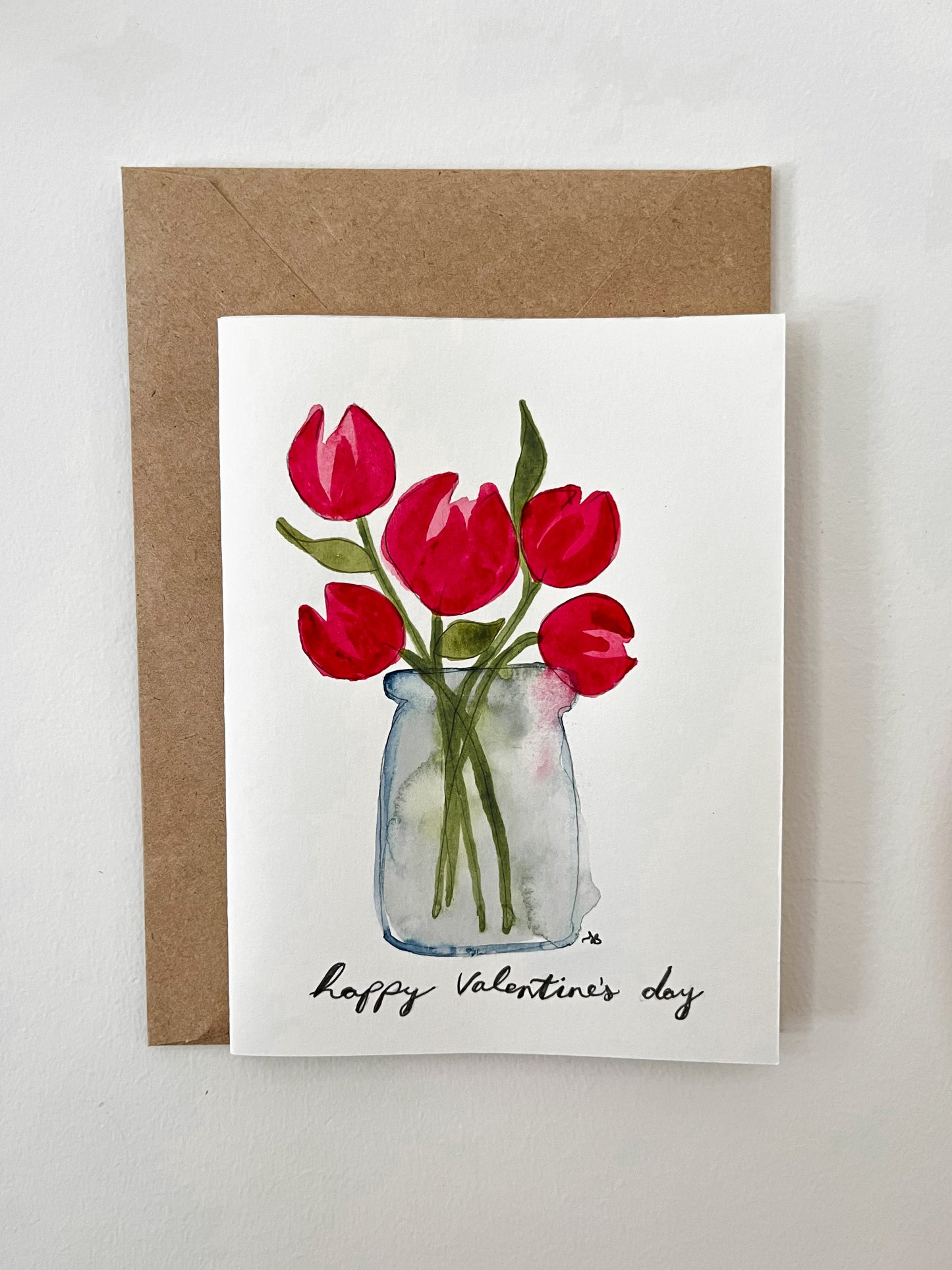 'Happy Valentine's Day' Watercolour Card