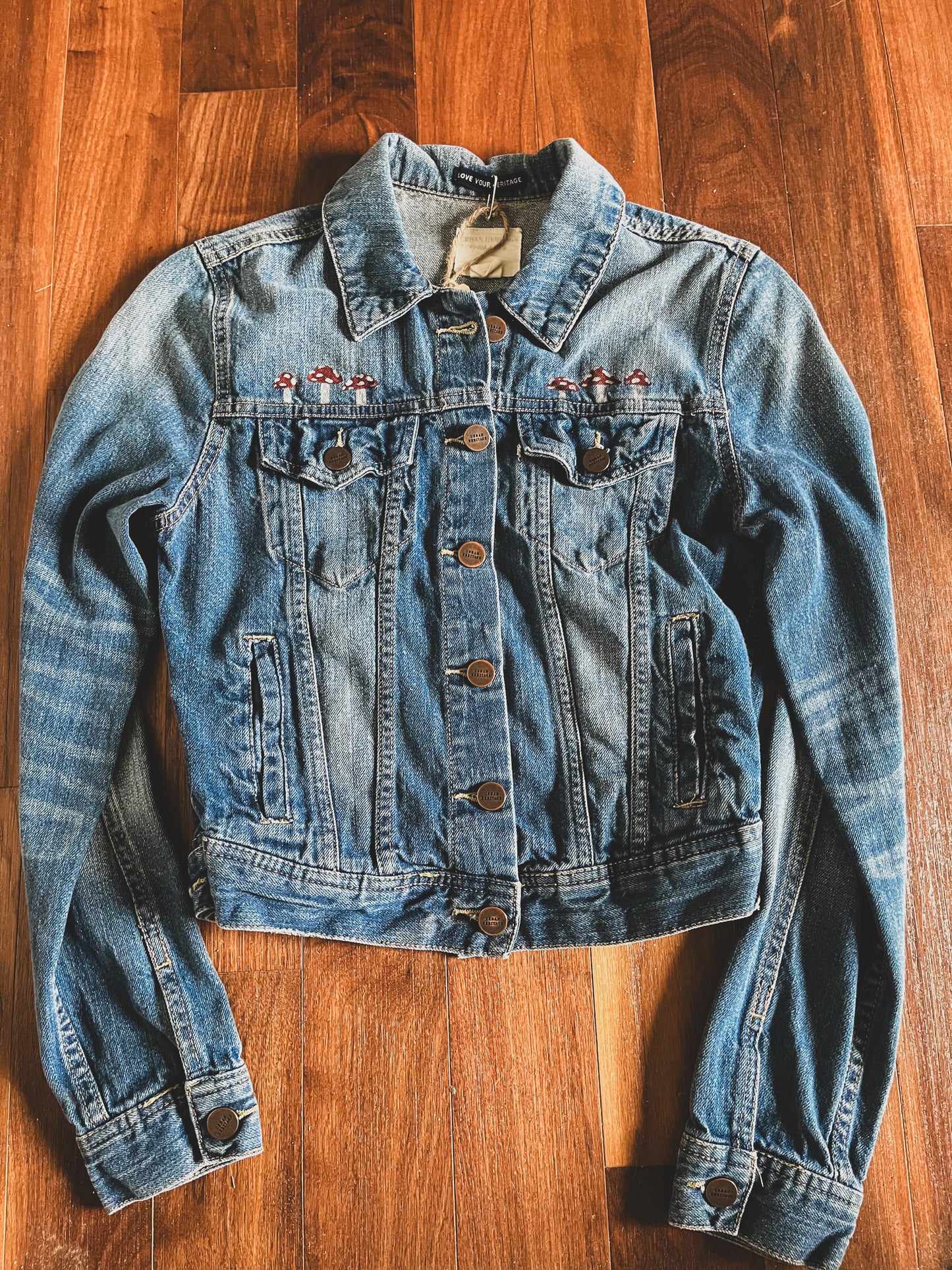 Mushroom Hand-Painted Jean Jacket