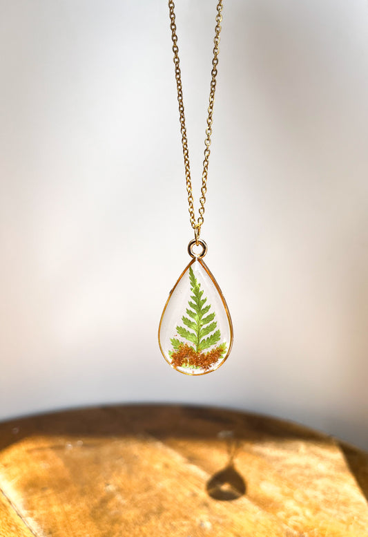 Fern & PEI Dirt Resin Necklace