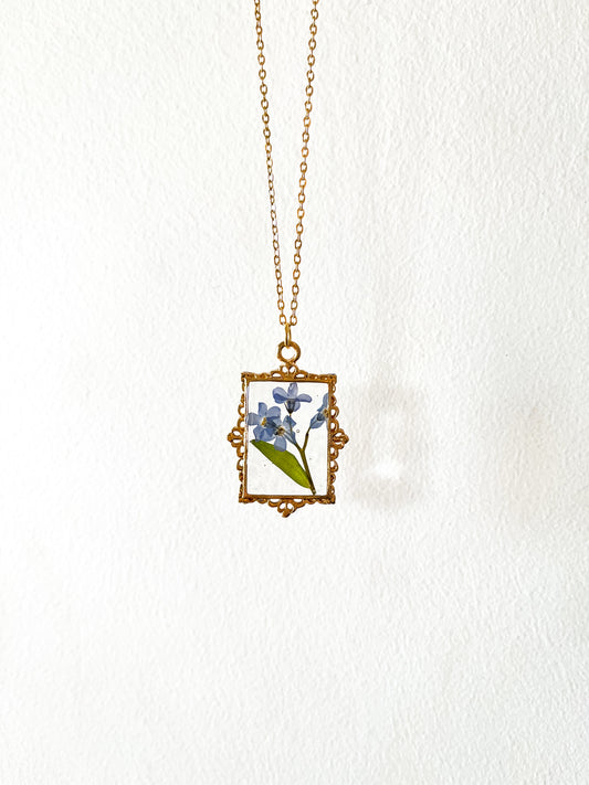 Forget-Me-Not Resin Necklace