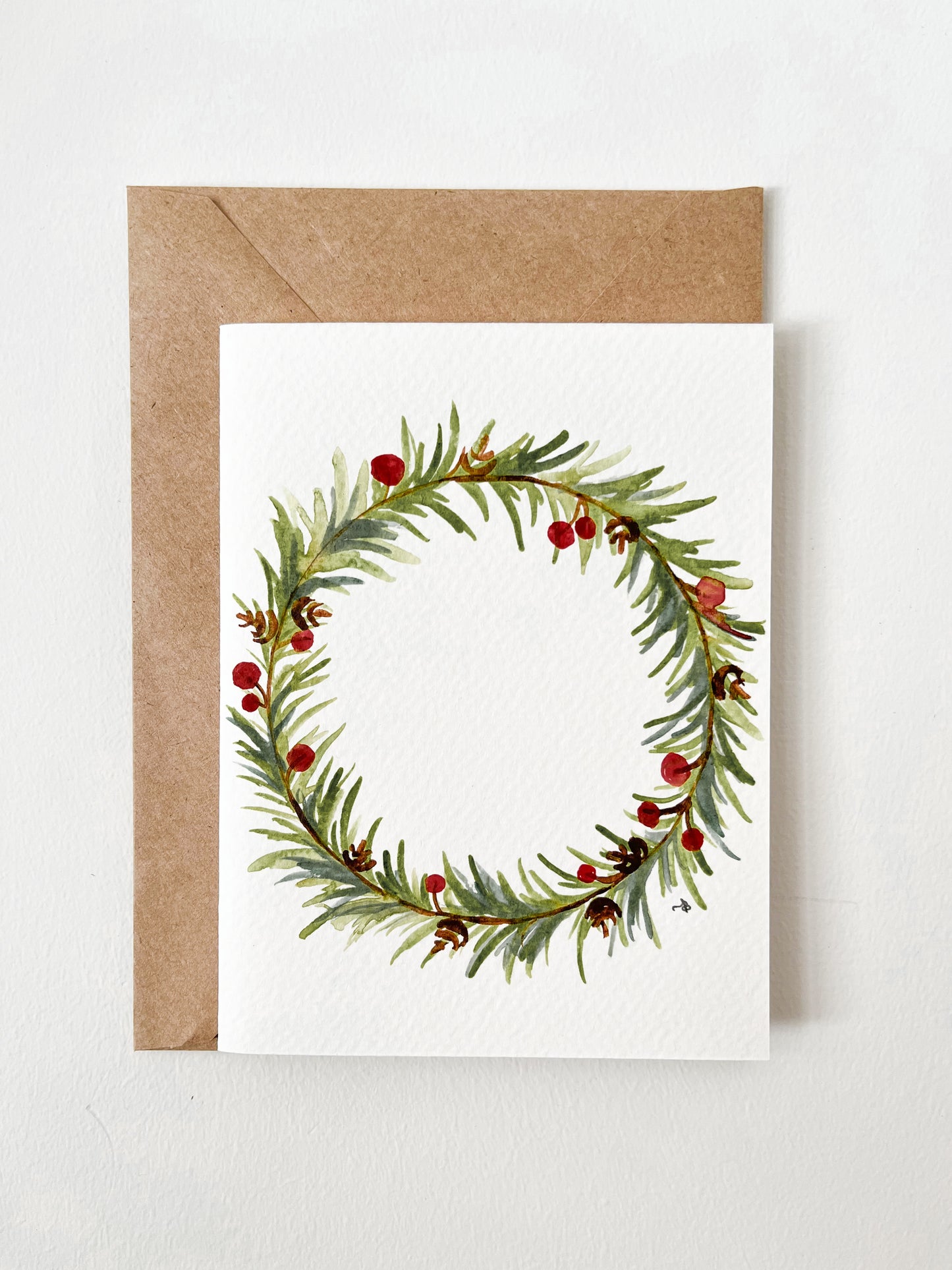 'Winter Wreath' Watercolour Card