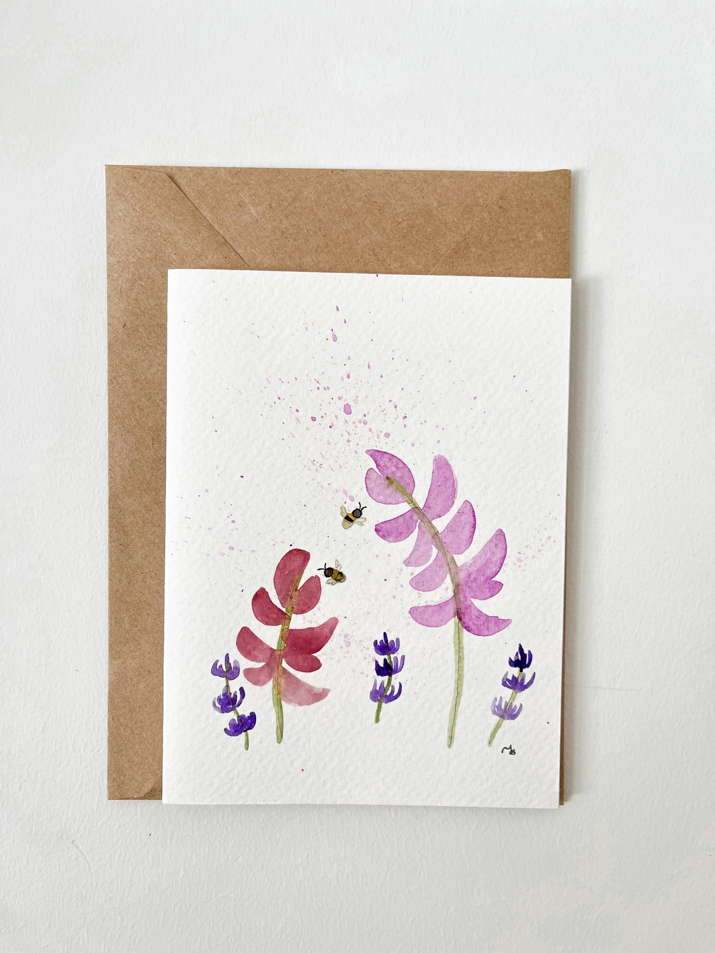 'Wildflowers and Bees' Watercolour Card