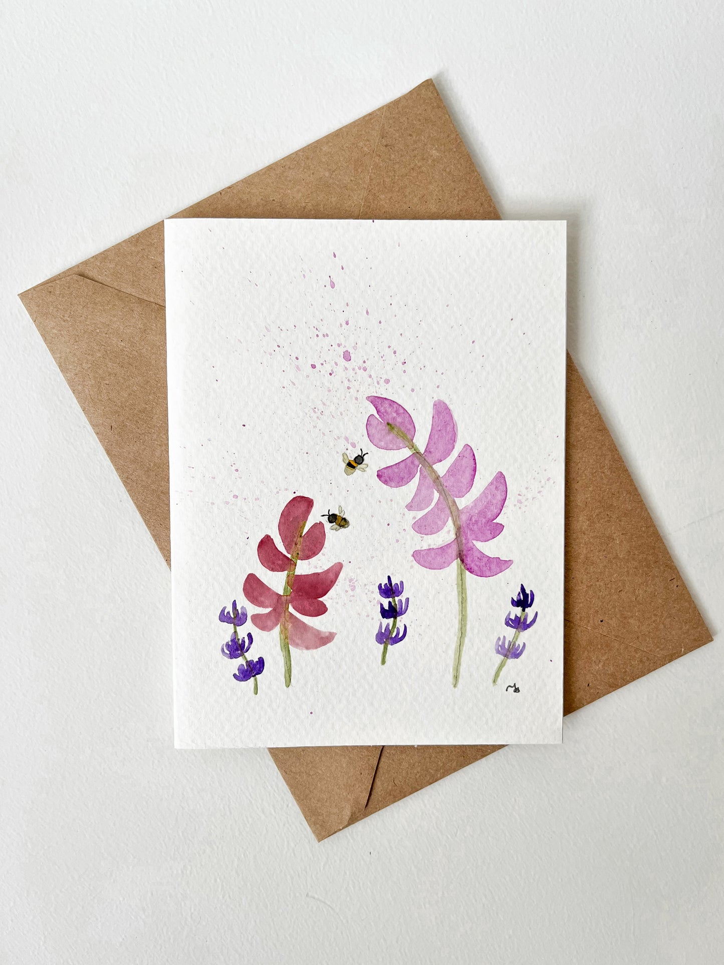 'Wildflowers and Bees' Watercolour Card