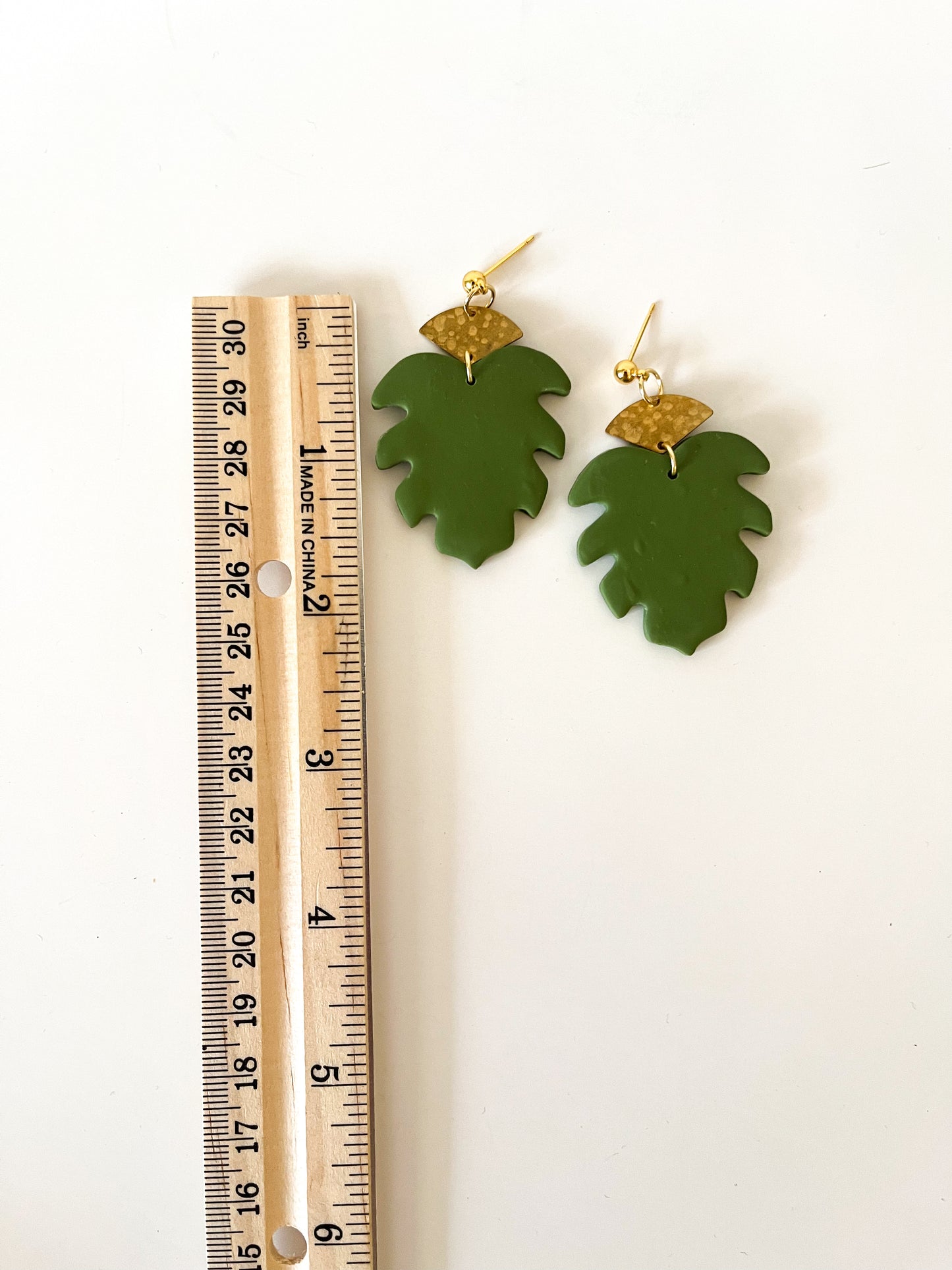 Monstera Polymer Clay Earrings