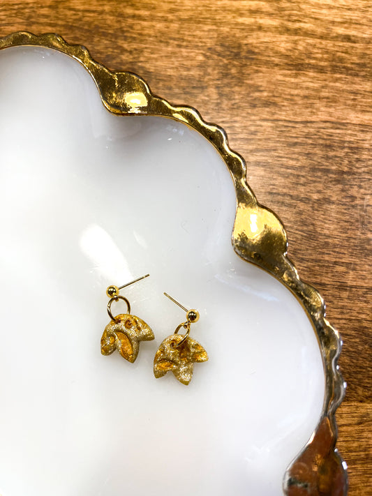 Little Golden Flower Polymer Clay Earrings