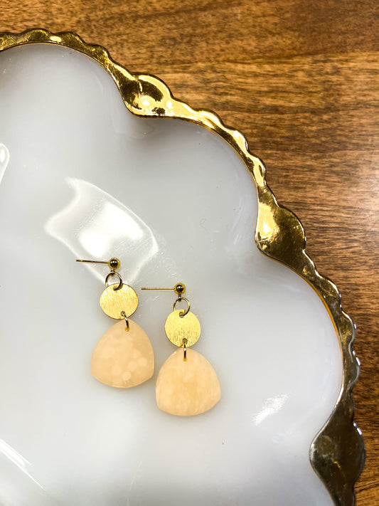 Gold & Cream Polymer Clay Earrings