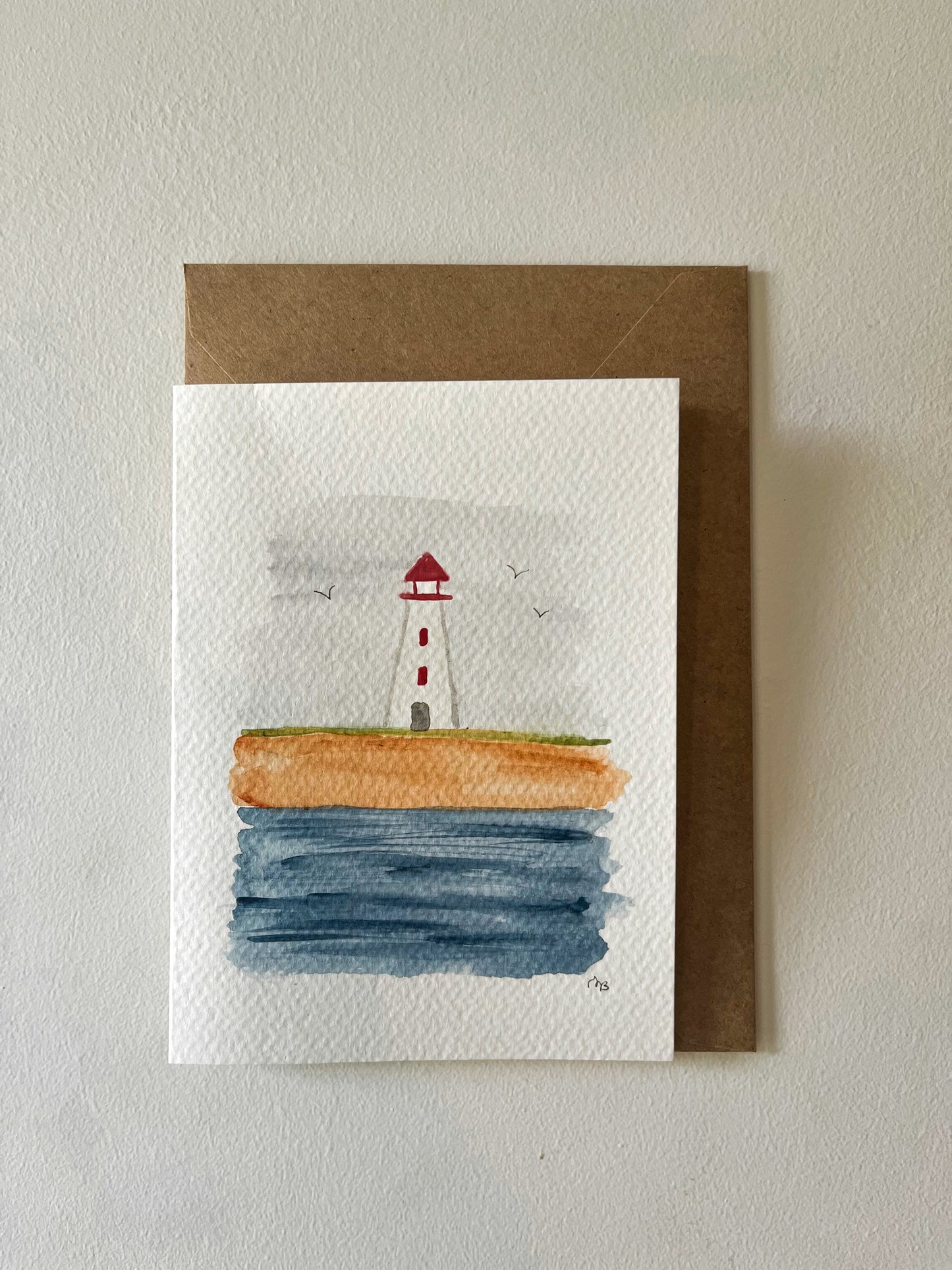 Lighthouse Cliffs Watercolor Card