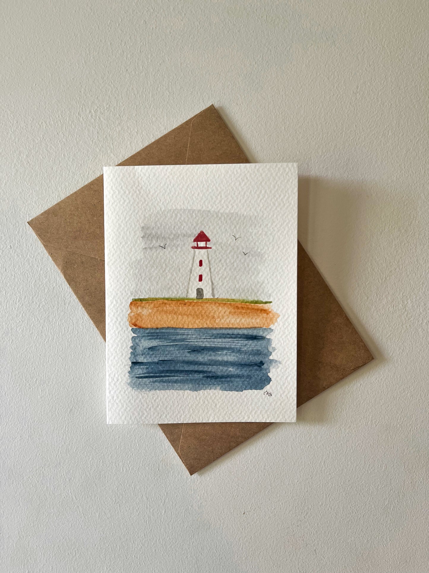 Lighthouse Cliffs Watercolor Card