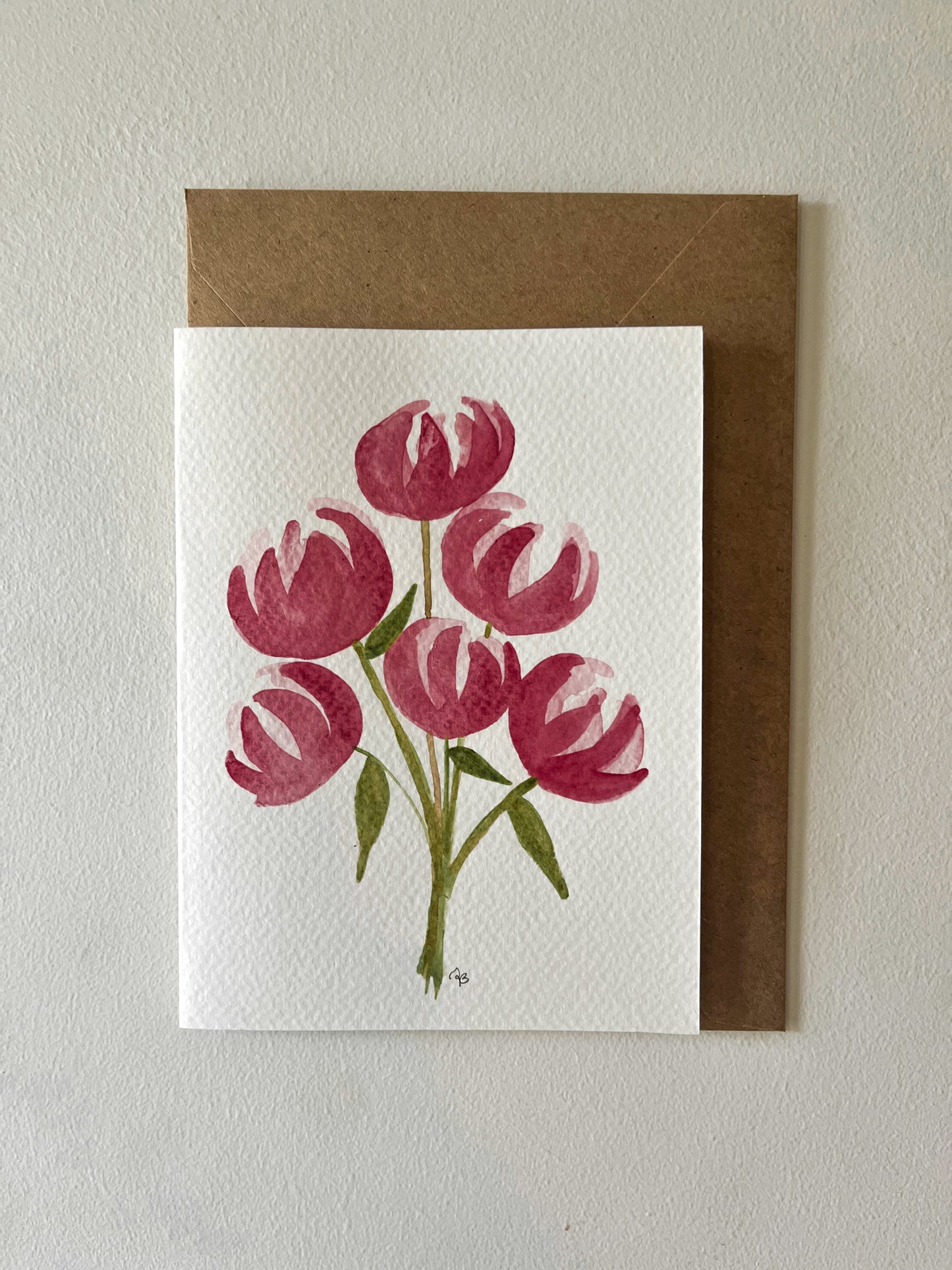 Peony Bouquet Watercolor Card