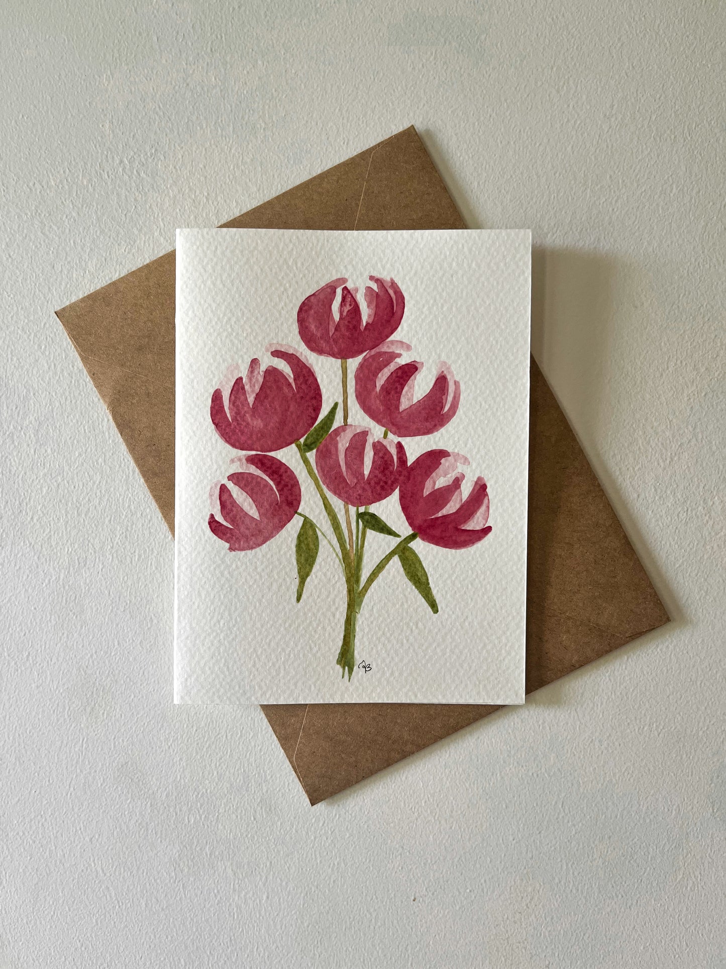 Peony Bouquet Watercolor Card