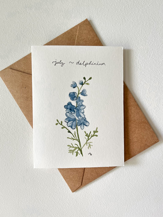 July Birth Flower Watercolour Card