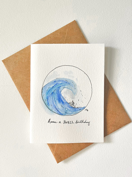 Surfer Watercolour Card