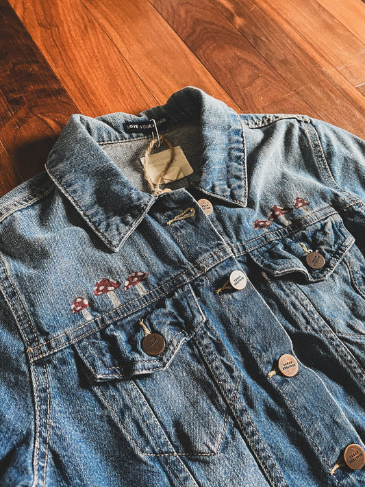 Mushroom Hand-Painted Jean Jacket